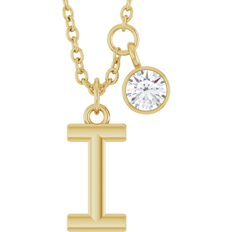 Accented Initial Necklace — 1/10 ct Diamond 16-18″