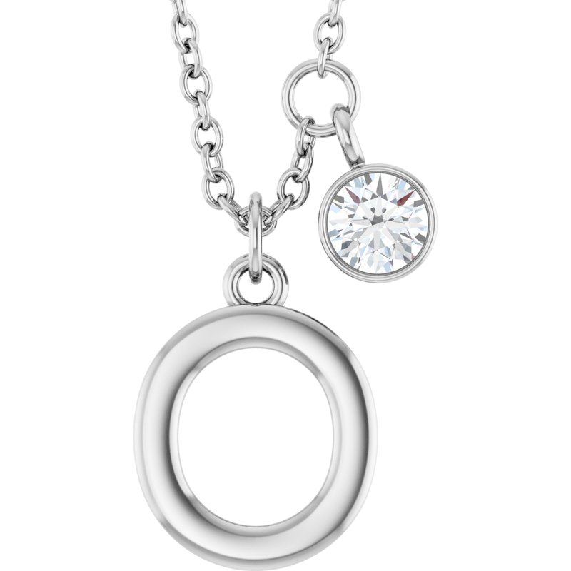 Accented Initial Necklace — 1/10 ct Diamond 16-18″
