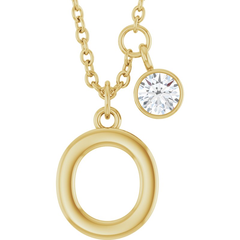 Accented Initial Necklace — 1/10 ct Diamond 16-18″