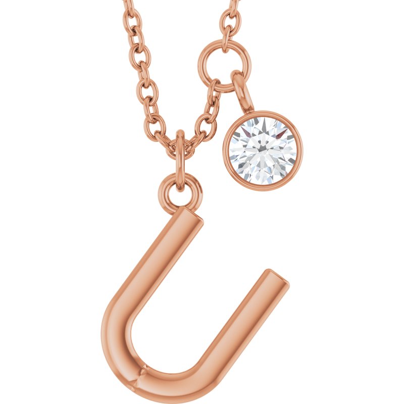 Accented Initial Necklace — 1/10 ct Diamond 16-18″