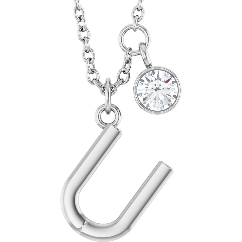 Accented Initial Necklace — 1/10 ct Diamond 16-18″