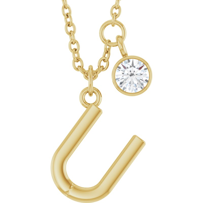 Accented Initial Necklace — 1/10 ct Diamond 16-18″