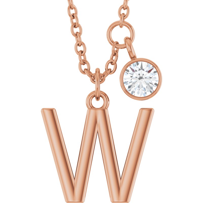 Accented Initial Necklace — 1/10 ct Diamond 16-18″