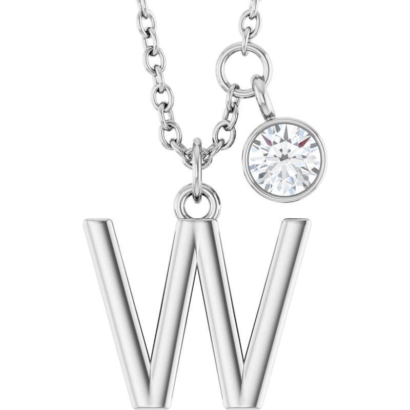 Accented Initial Necklace — 1/10 ct Diamond 16-18″