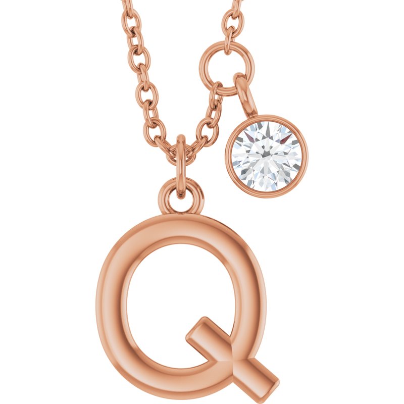 Accented Initial Necklace — 1/10 ct Diamond 16-18″