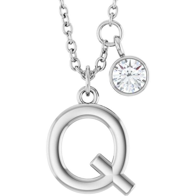Accented Initial Necklace — 1/10 ct Diamond 16-18″