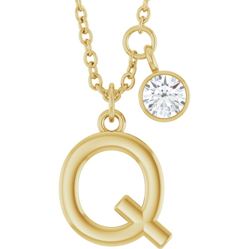 Accented Initial Necklace — 1/10 ct Diamond 16-18″