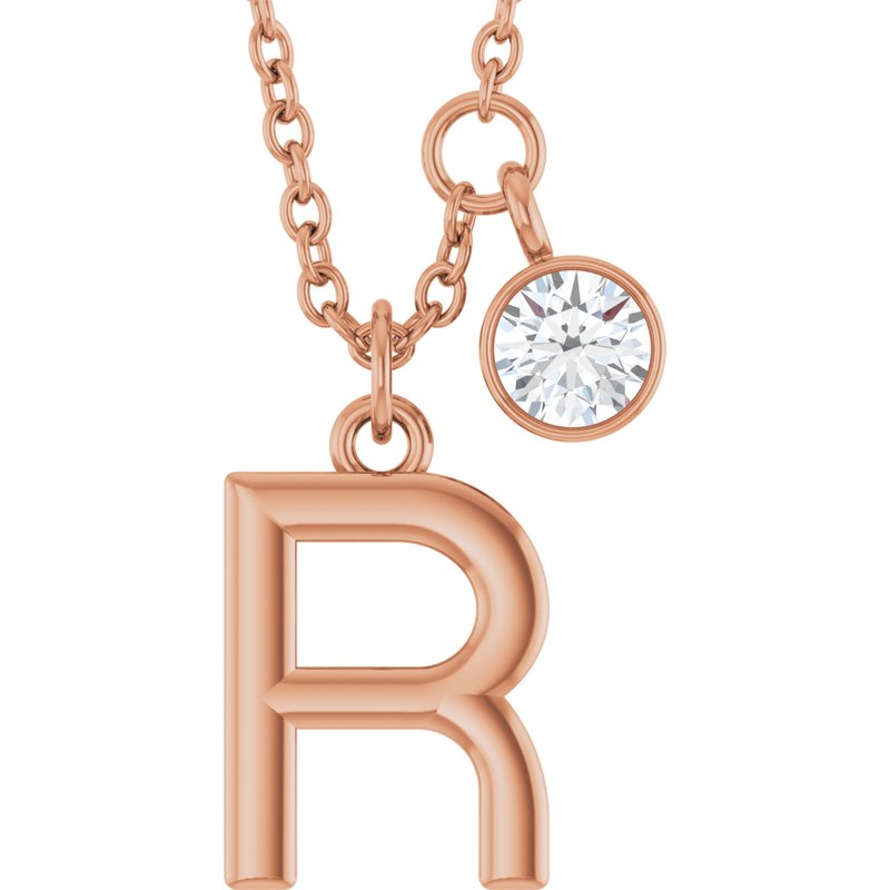 Accented Initial Necklace — 1/10 ct Diamond 16-18″