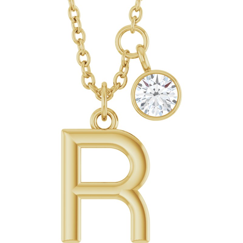 Accented Initial Necklace — 1/10 ct Diamond 16-18″
