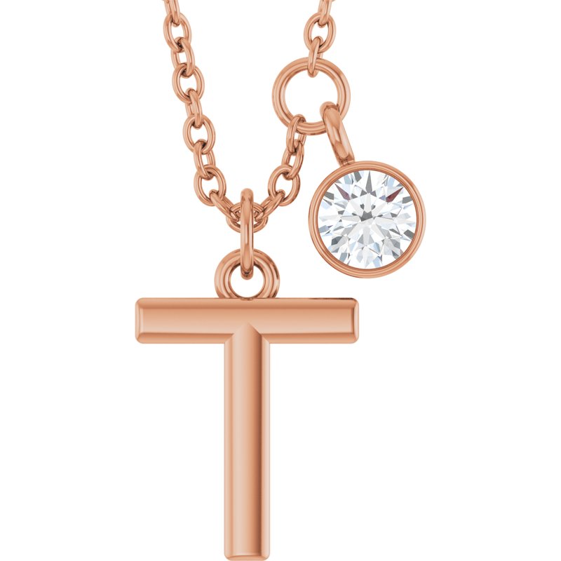 Accented Initial Necklace — 1/10 ct Diamond 16-18″