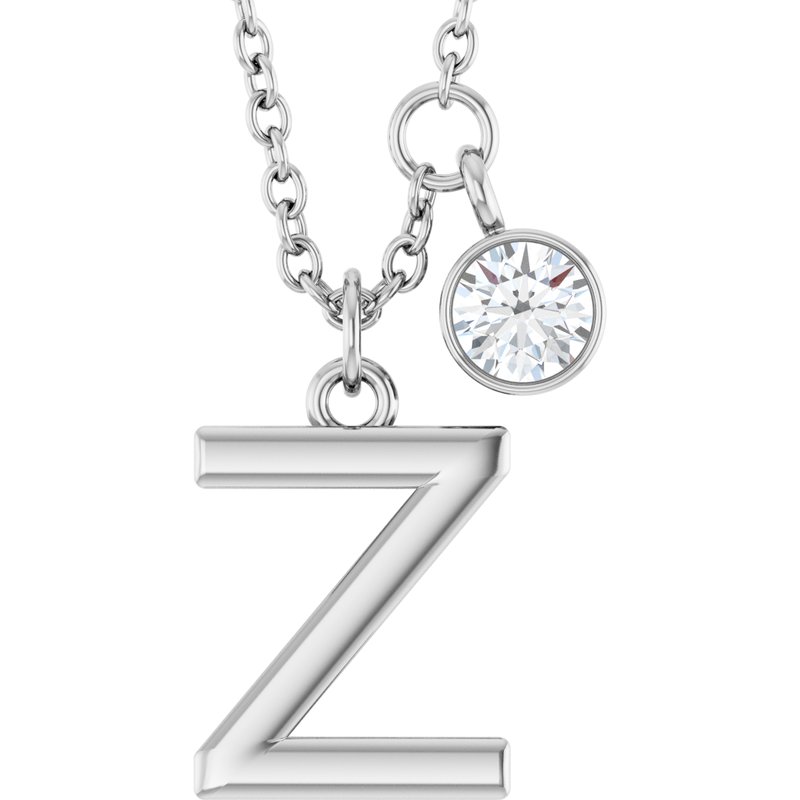 Accented Initial Necklace — 1/10 ct Diamond 16-18″