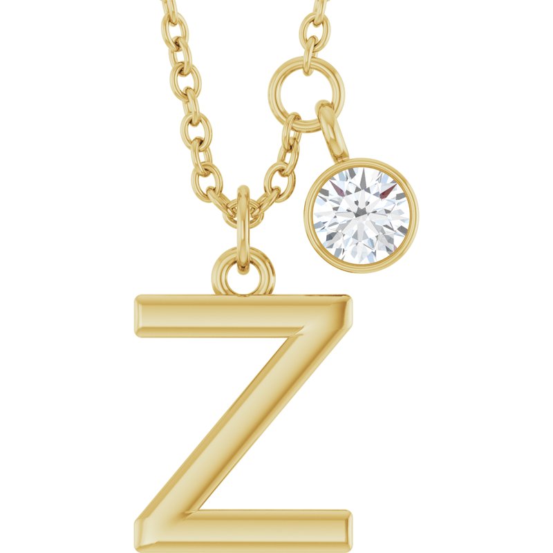 Accented Initial Necklace — 1/10 ct Diamond 16-18″
