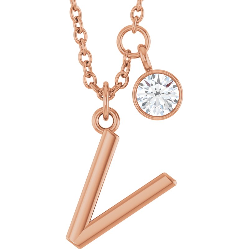 Accented Initial Necklace — 1/10 ct Diamond 16-18″