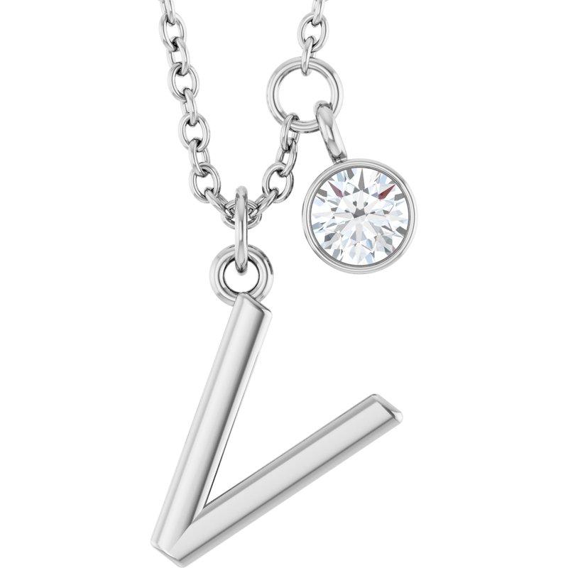 Accented Initial Necklace — 1/10 ct Diamond 16-18″