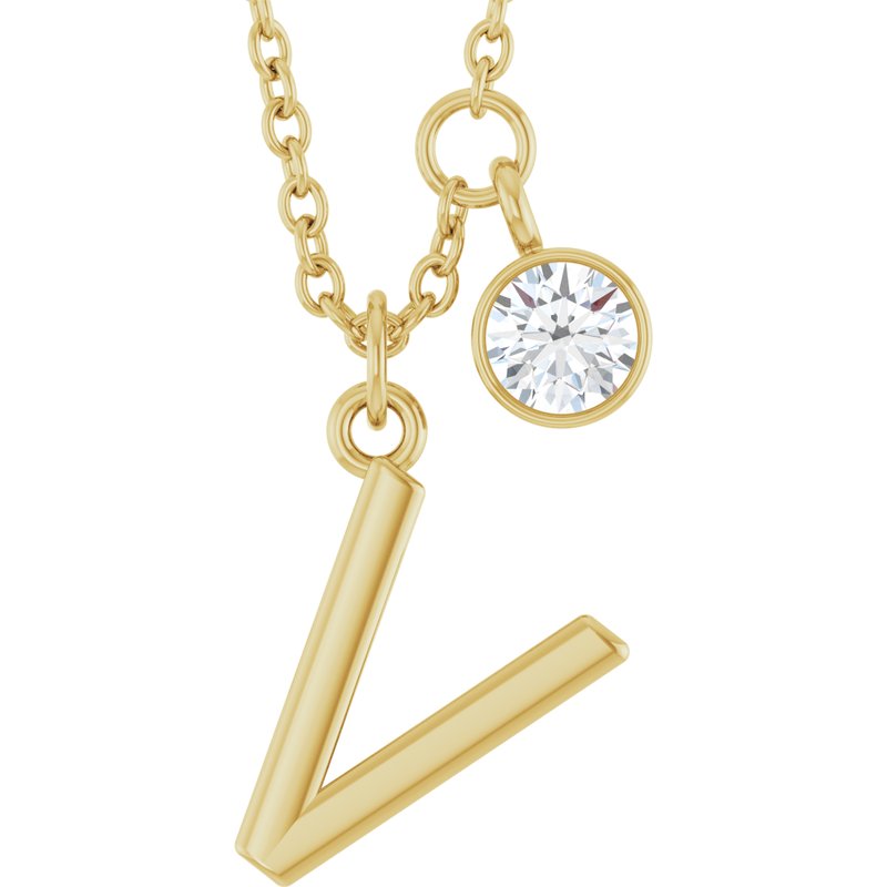 Accented Initial Necklace — 1/10 ct Diamond 16-18″