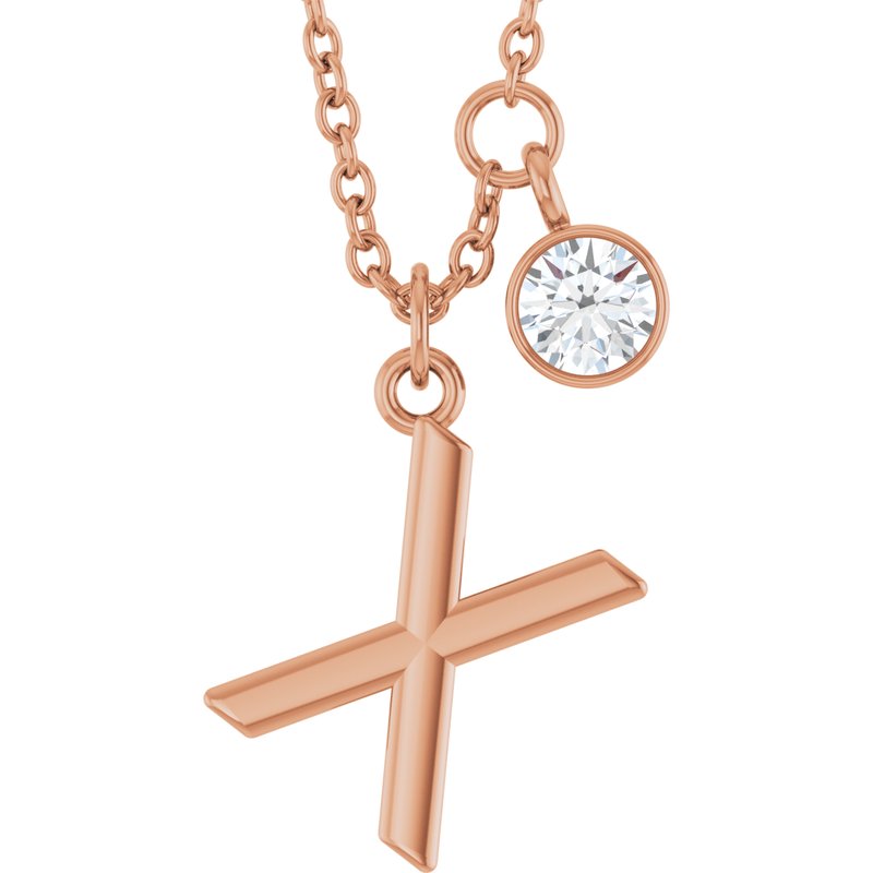 Accented Initial Necklace — 1/10 ct Diamond 16-18″