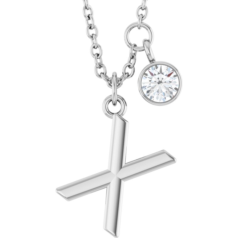Accented Initial Necklace — 1/10 ct Diamond 16-18″
