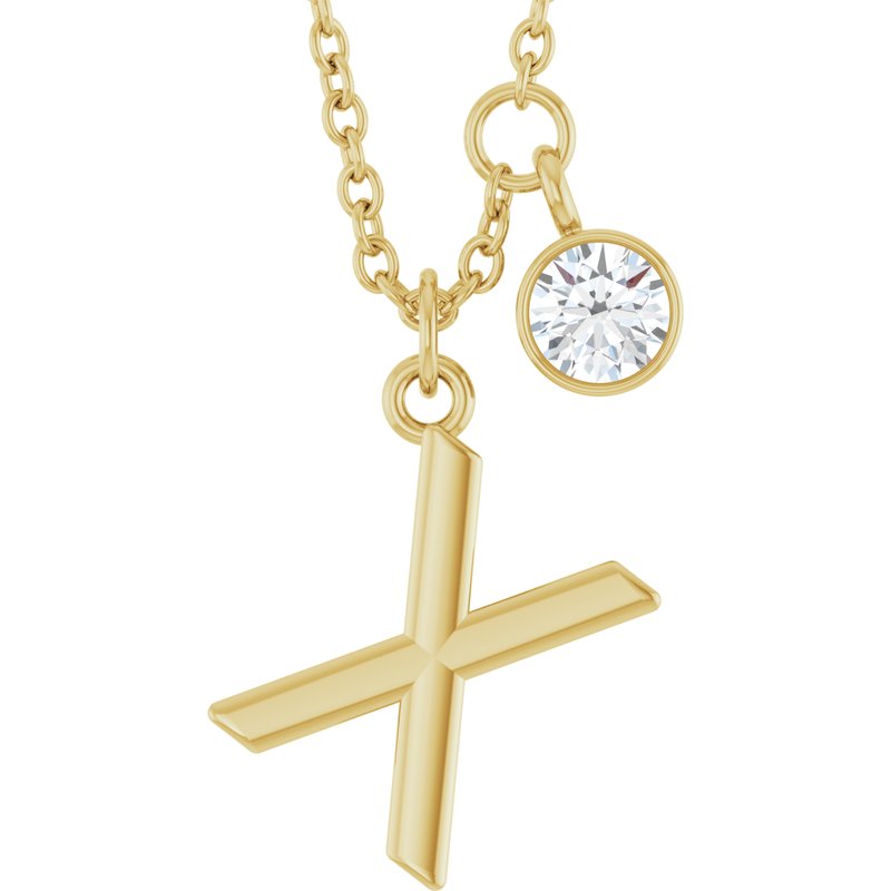 Accented Initial Necklace — 1/10 ct Diamond 16-18″