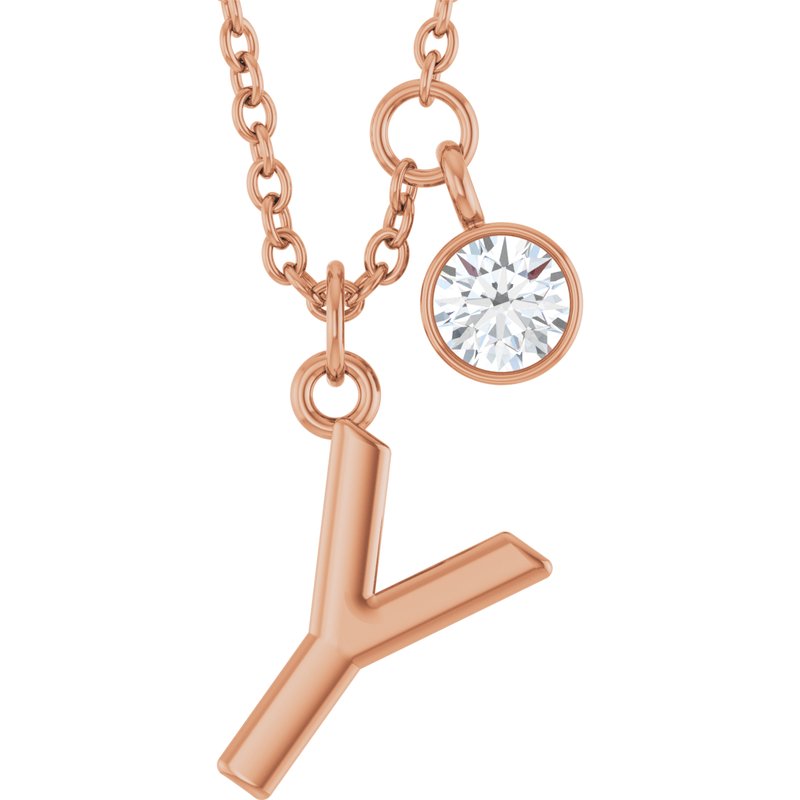 Accented Initial Necklace — 1/10 ct Diamond 16-18″