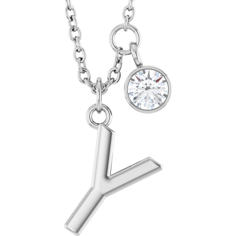 Accented Initial Necklace — 1/10 ct Diamond 16-18″