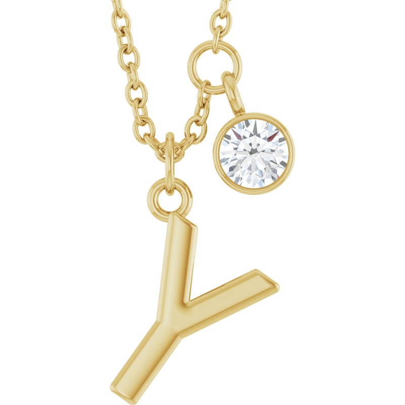 Accented Initial Necklace — 1/10 ct Diamond 16-18″