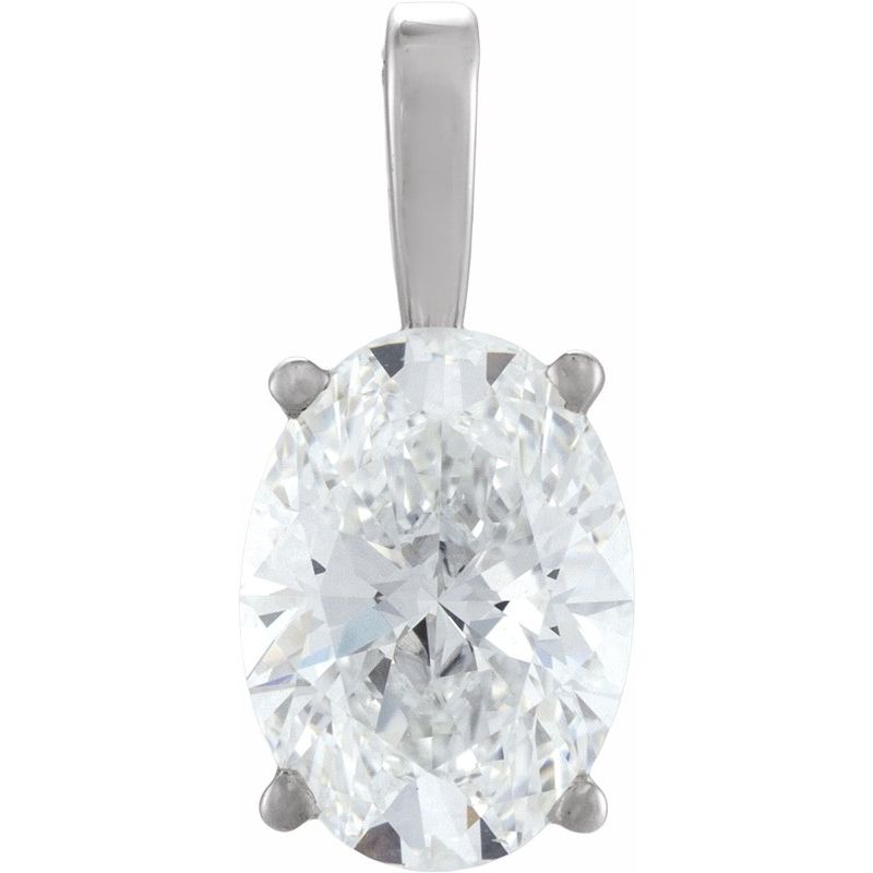 Lightweight Oval 4-Prong Solitaire Pendant