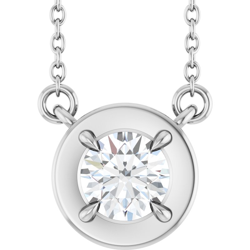 Claw-Prong Solitaire Bezel-Style Necklace or Center