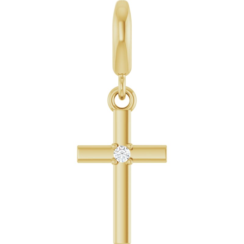 Accented Cross Charm/Pendant — .02 ct Diamond