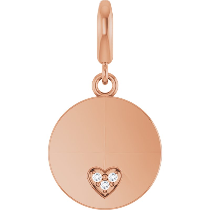 Engravable Accented Heart Charm/Pendant — .01 ctw Diamond