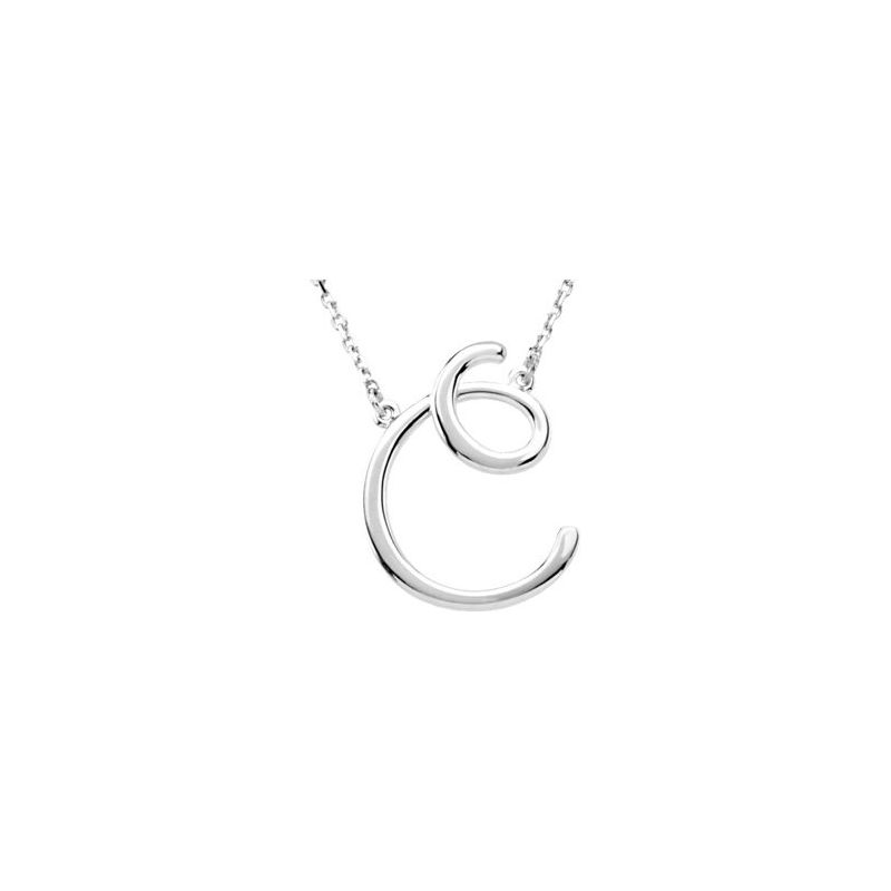 Script Initial Necklace or Center — 16″