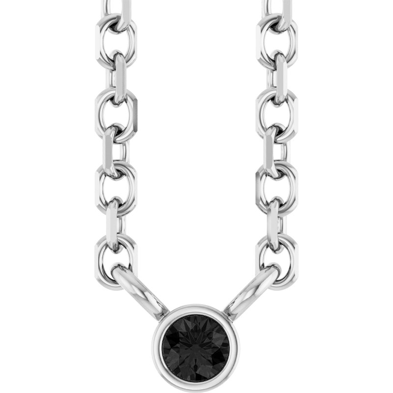 Bezel-Set Solitaire Necklace — Diamond 16-18″