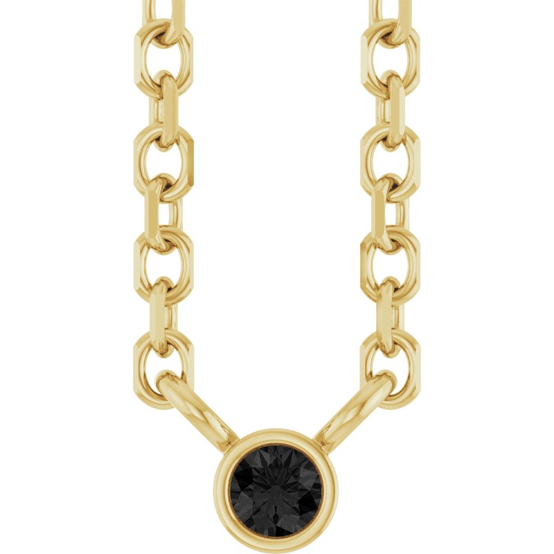 Bezel-Set Solitaire Necklace — Diamond 16-18"