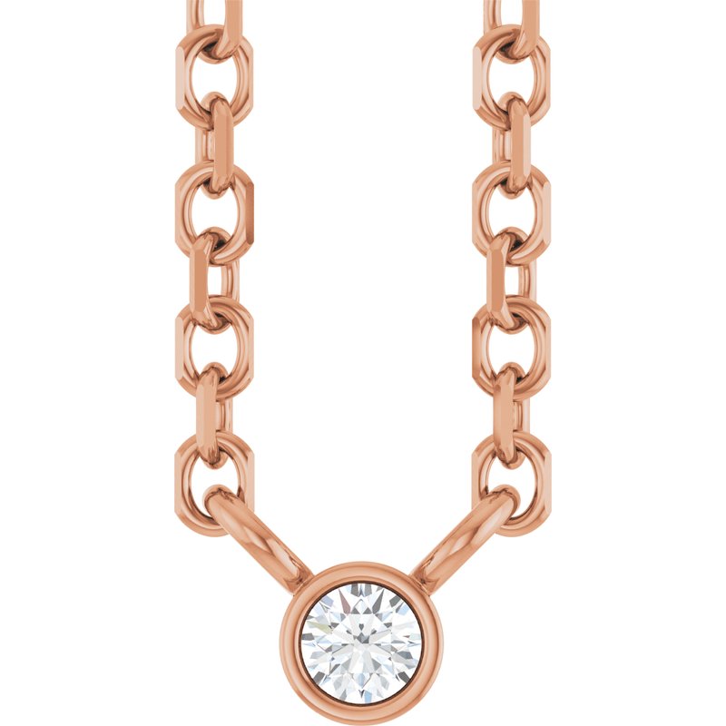 Bezel-Set Solitaire Necklace — Diamond 16-18″