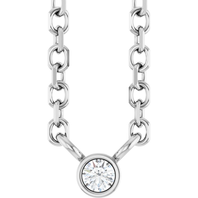 Bezel-Set Solitaire Necklace — Diamond 16-18″