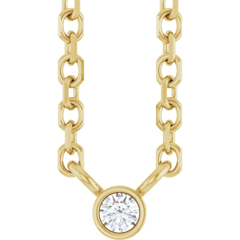 Bezel-Set Solitaire Necklace — Diamond 16-18″