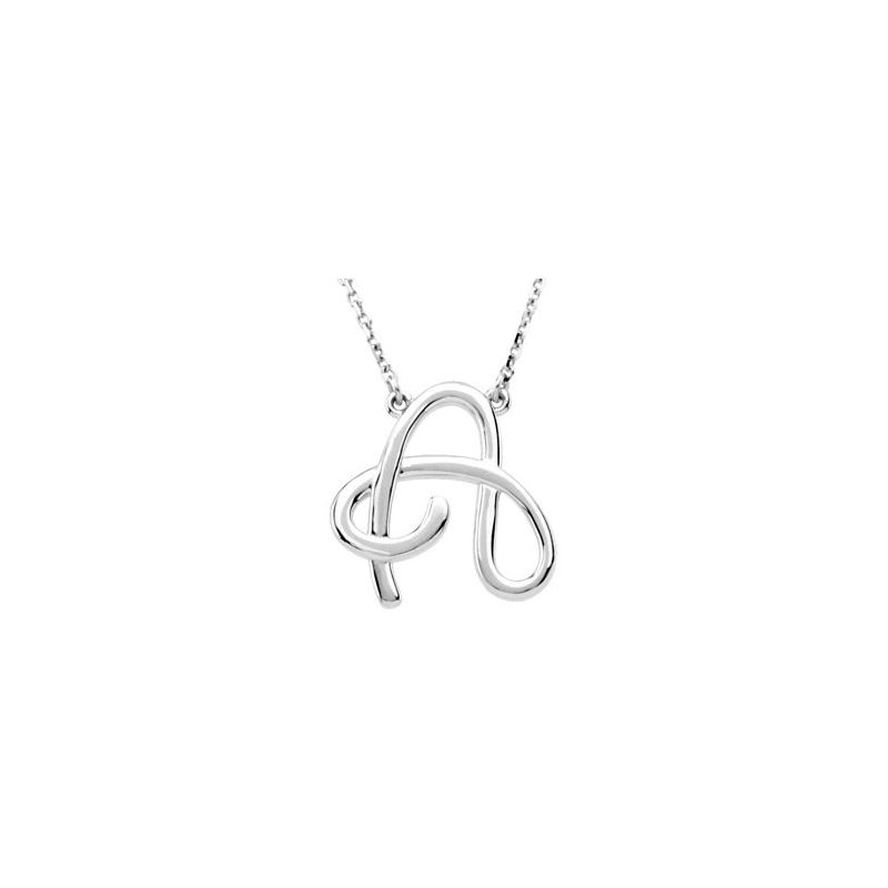 Script Initial Necklace or Center — 16″