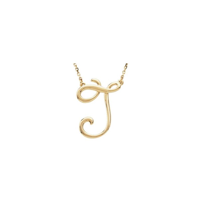 Script Initial Necklace or Center — 16″
