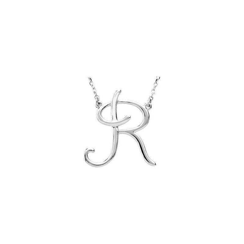 Script Initial Necklace or Center — 16″