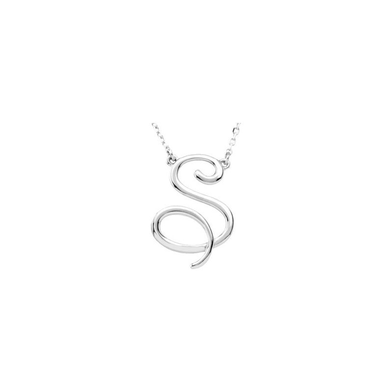 Script Initial Necklace or Center — 16″