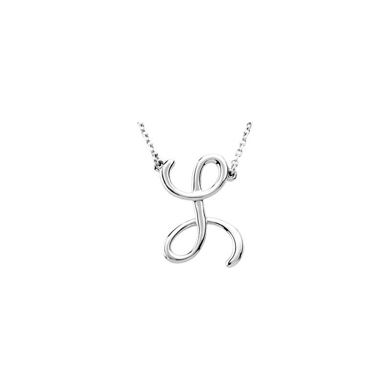 Script Initial Necklace or Center — 16″