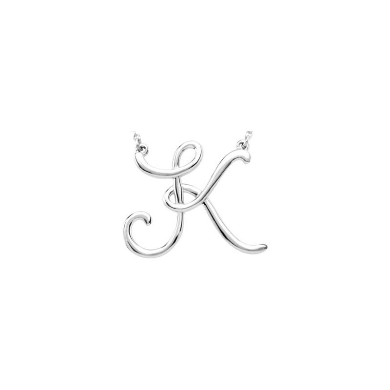 Script Initial Necklace or Center — 16″
