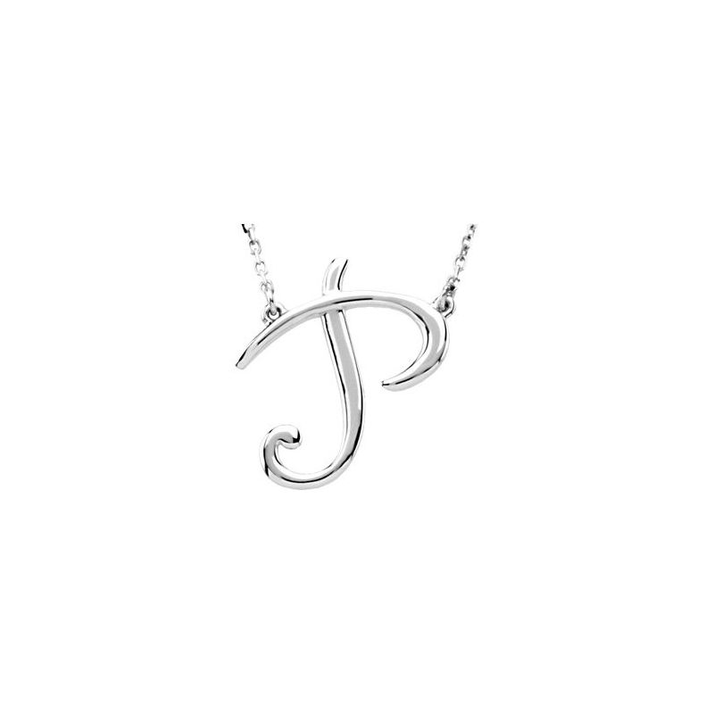 Script Initial Necklace or Center — 16″