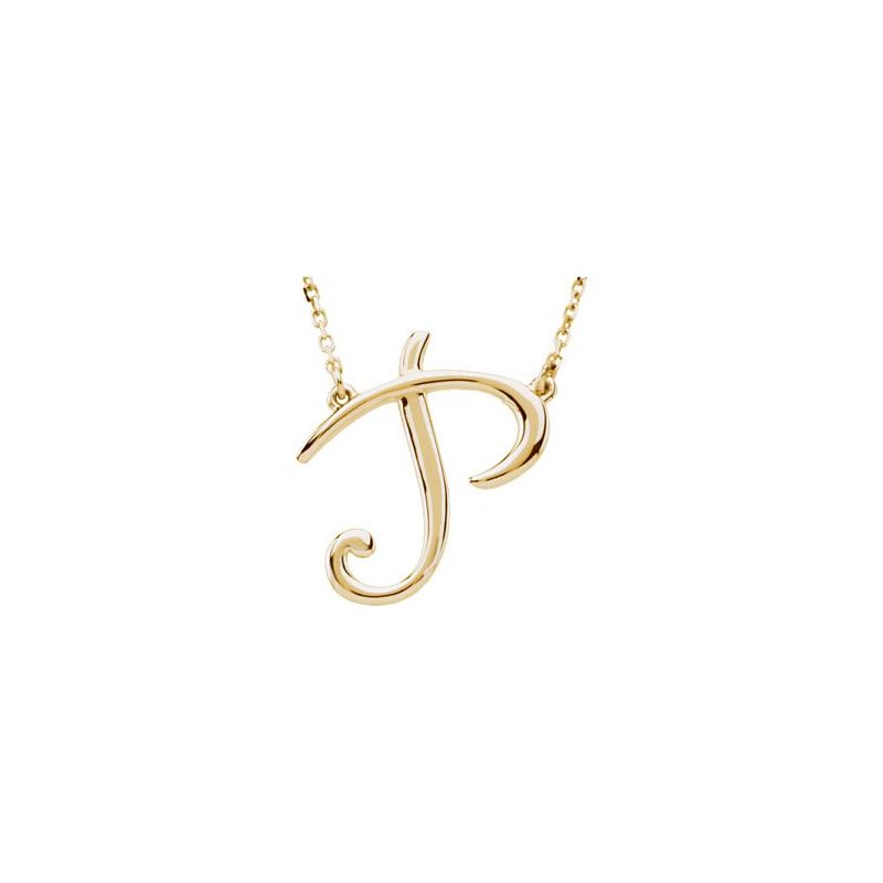 Script Initial Necklace or Center — 16″