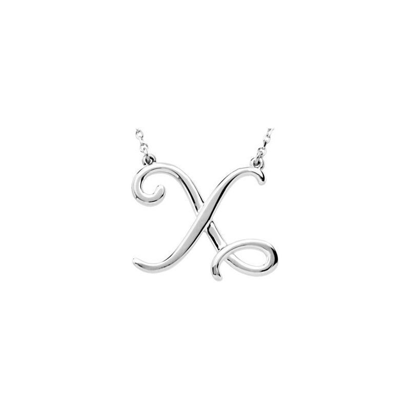 Script Initial Necklace or Center — 16″