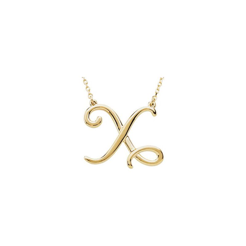 Script Initial Necklace or Center — 16″
