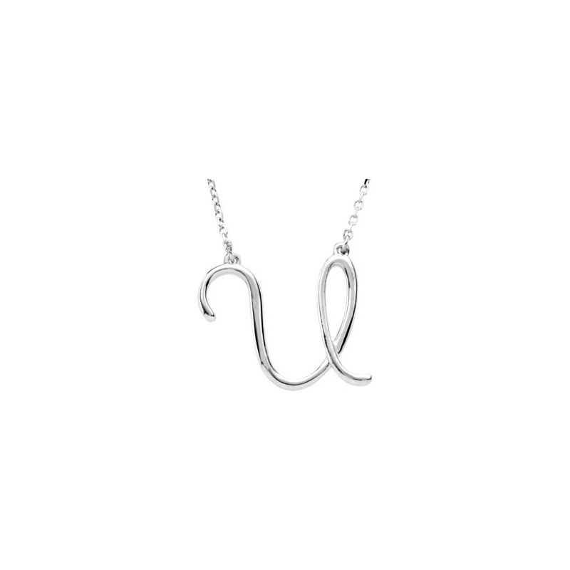 Script Initial Necklace or Center — 16″
