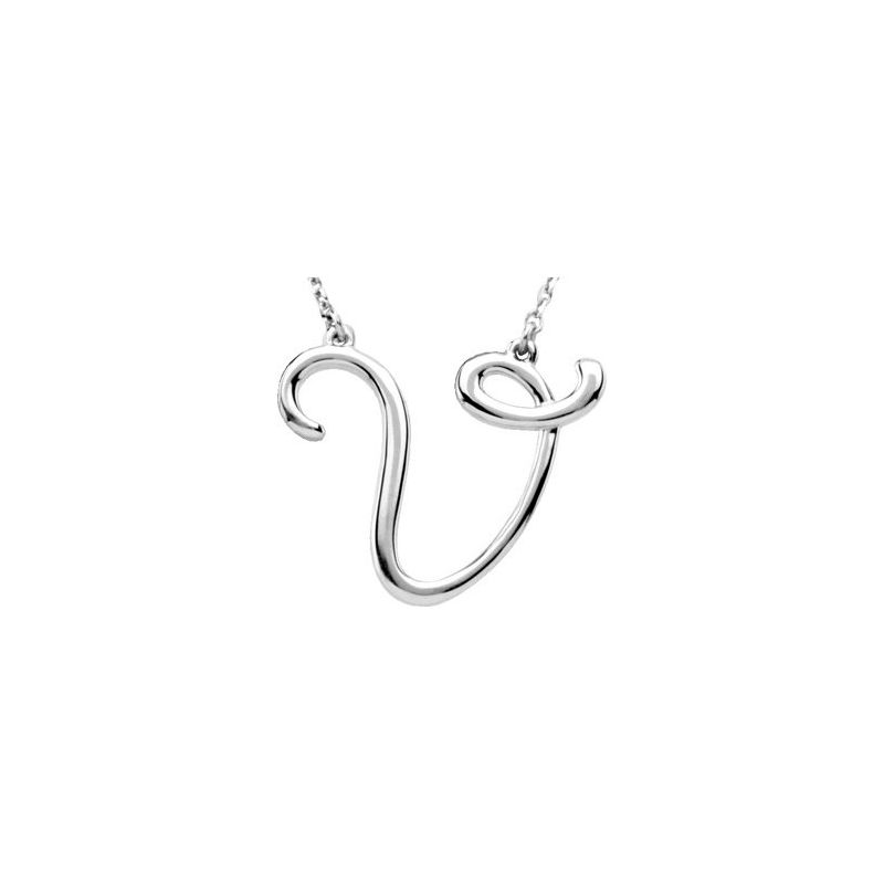 Script Initial Necklace or Center — 16″