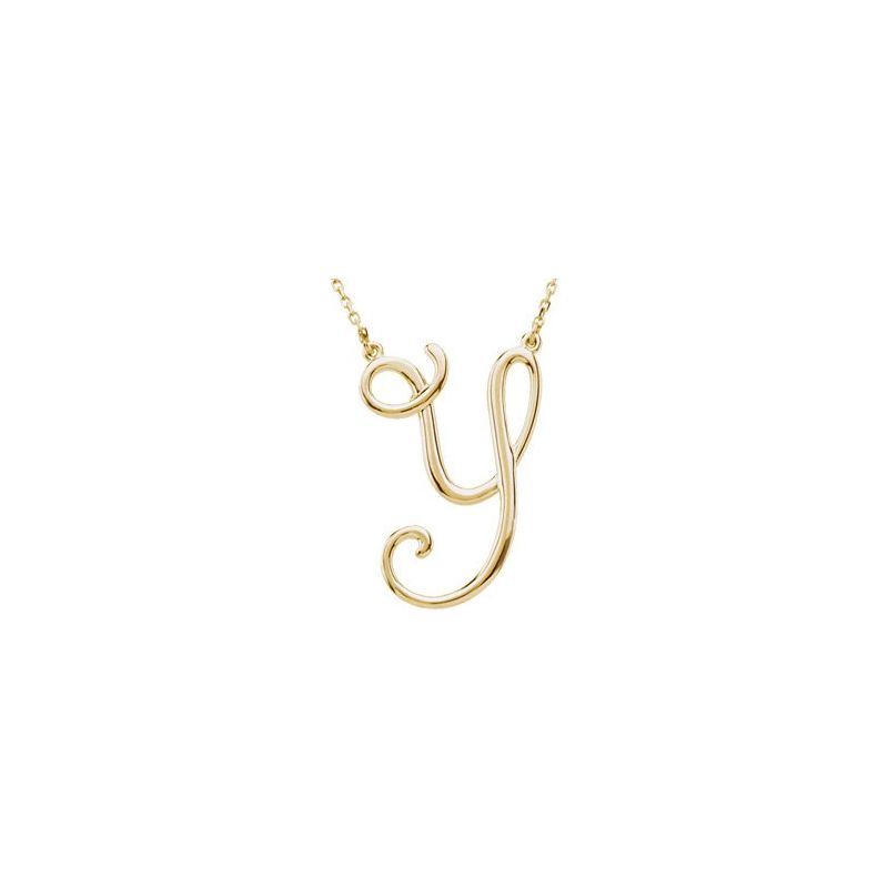 Script Initial Necklace or Center — 16″