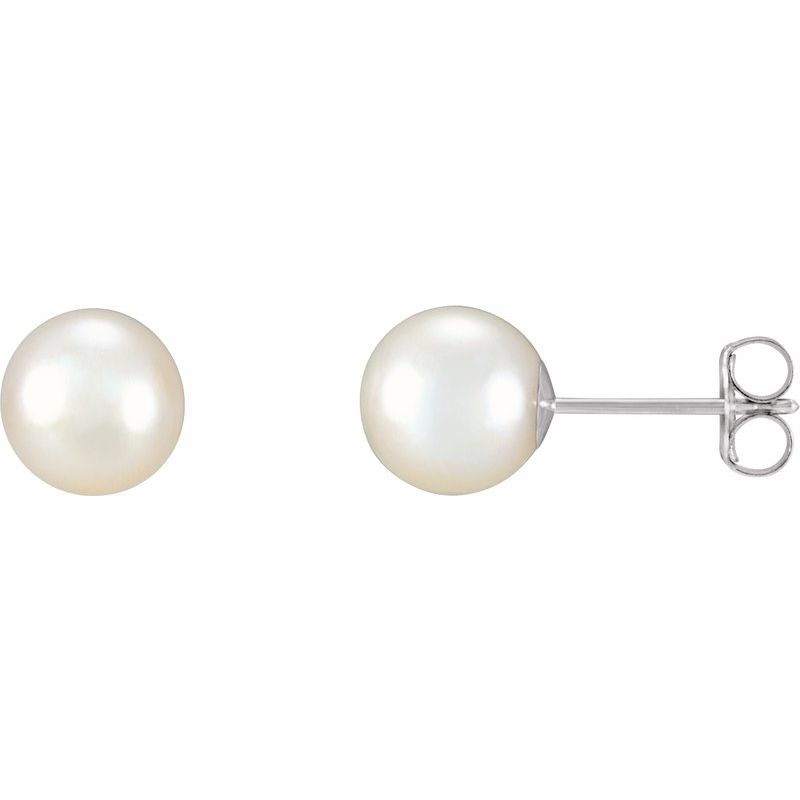 Pearl Stud Earrings — Cultured White Freshwater
