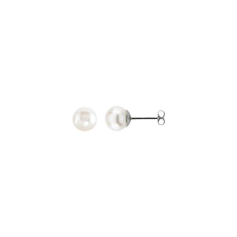 Pearl Stud Earrings — Cultured White Freshwater No. 2